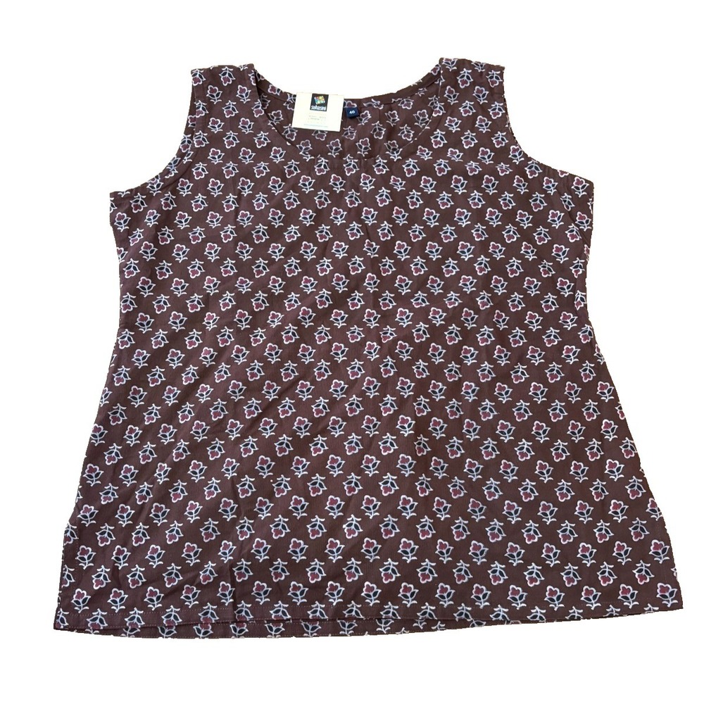 NWT Suhasini Fashion Brown Cotton Tank Top Size 40 Bust Sleeveless